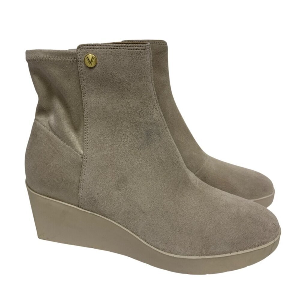 Vionics Skylar Women's Boots Comfort Wedge Tan Oatmeal Leather Suede Size 11